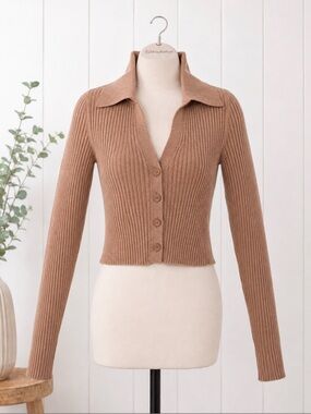 Aerie Gotta Jet Ribbed Cropped Polo Button Up Sweater - Women’s XS